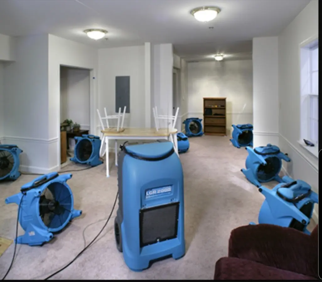 Air movers and dehumidifier setup for Water Damage Restoration in Upper Nazareth